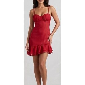 City Studio Red Ruffle Hem Mini Dress Sweetheart Neck Size Medium NEW